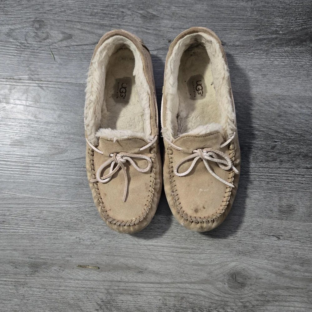 UGG Tan Suede Moccasin Slippers - Picture 1 of 8